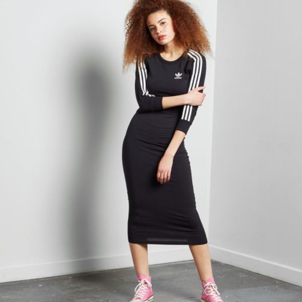 adidas Originals 3 Stripe Midi Bodycon Dress
